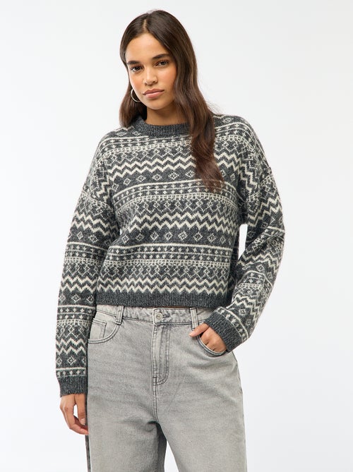 Camisola de malha grossa com gola redonda - Kiabi