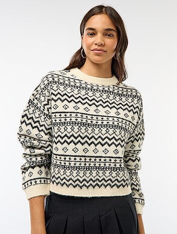 Camisola de malha grossa com gola redonda