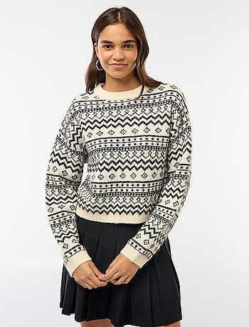 Camisola de malha grossa com gola redonda