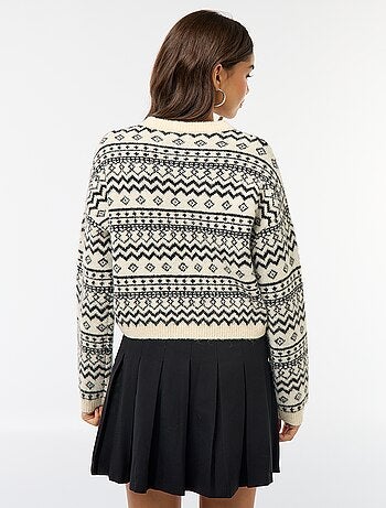 Camisola de malha grossa com gola redonda
