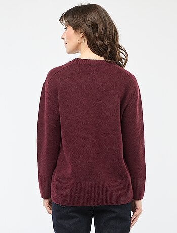Camisola de malha grossa com gola redonda