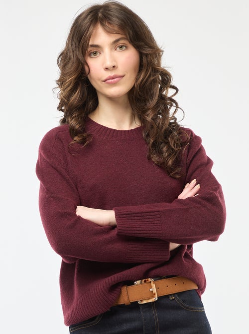 Camisola de malha grossa com gola redonda - Kiabi