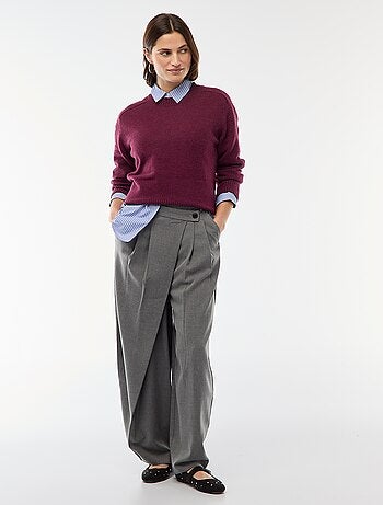 Camisola de malha grossa com gola redonda