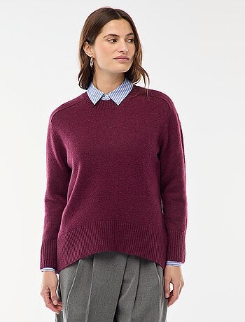 Camisola de malha grossa com gola redonda