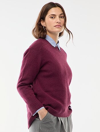 Camisola de malha grossa com gola redonda