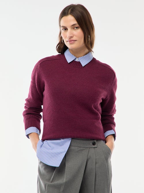 Camisola de malha grossa com gola redonda - Kiabi