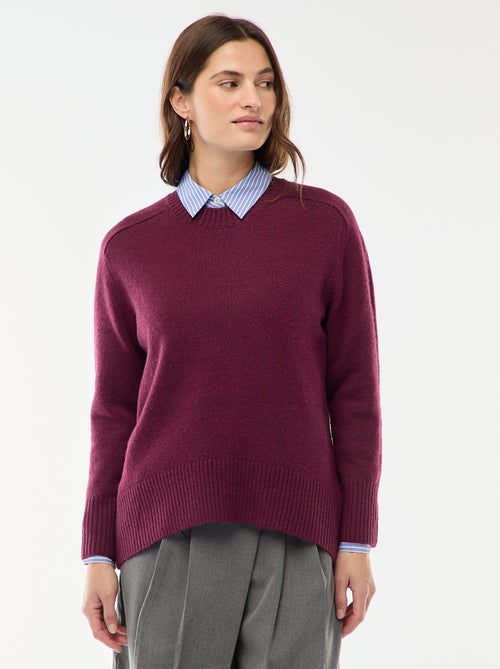 Camisola de malha grossa com gola redonda - Kiabi