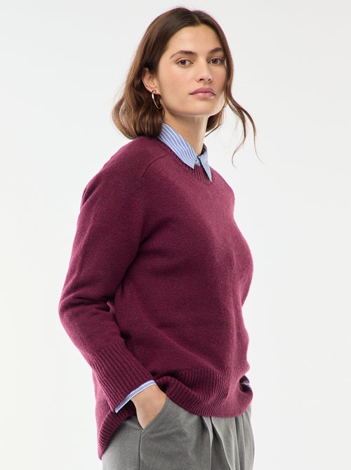 Camisola de malha grossa com gola redonda - Kiabi