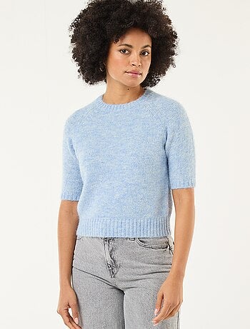 Camisola de malha grossa com mangas curtas