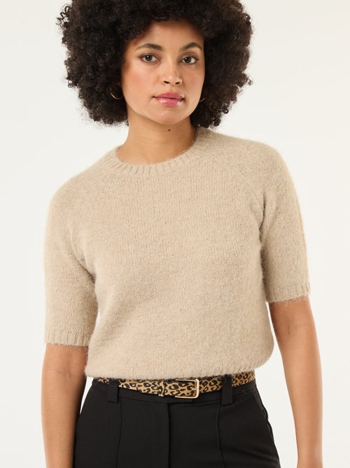 Camisola de malha grossa com mangas curtas - Kiabi