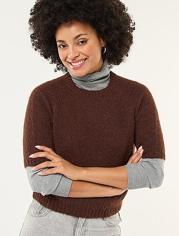 Camisola de malha grossa com mangas curtas