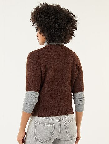 Camisola de malha grossa com mangas curtas