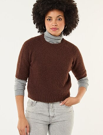 Camisola de malha grossa com mangas curtas