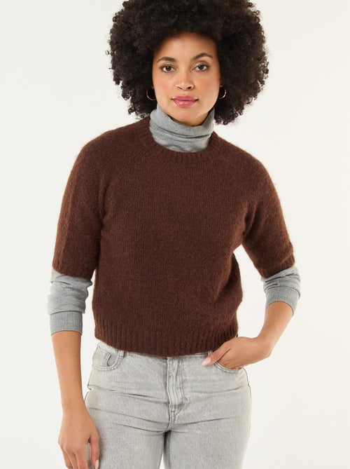 Camisola de malha grossa com mangas curtas - Kiabi