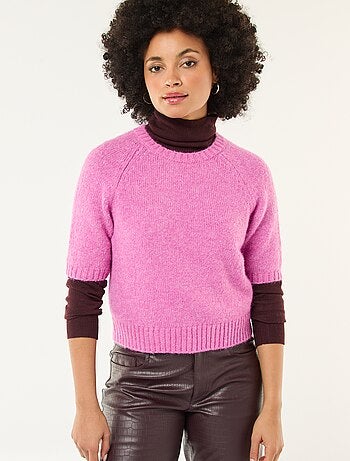 Camisola de malha grossa com mangas curtas