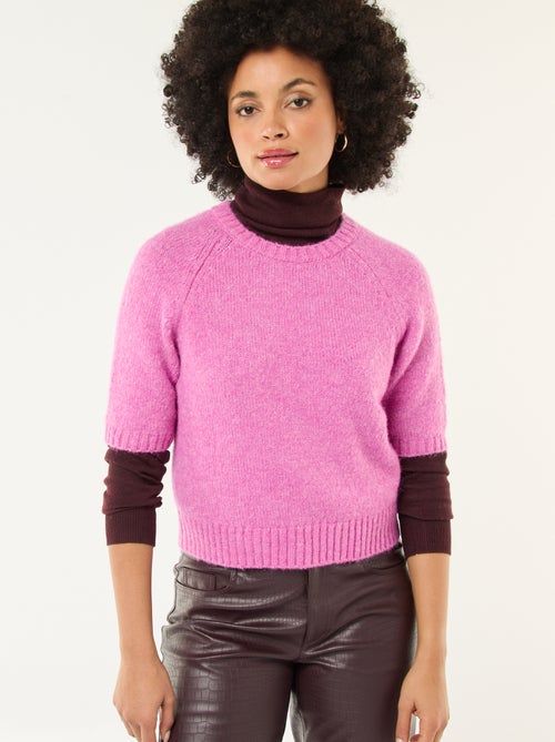 Camisola de malha grossa com mangas curtas - Kiabi