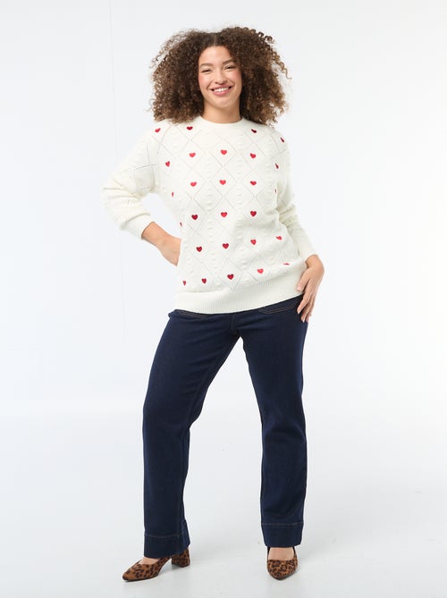 Camisola de malha grossa com motivo de "coração" - Kiabi
