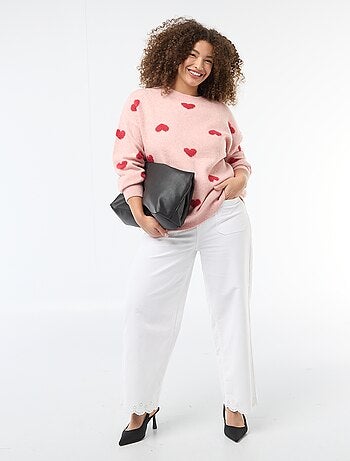 Camisola de malha grossa com motivo de 'coração'