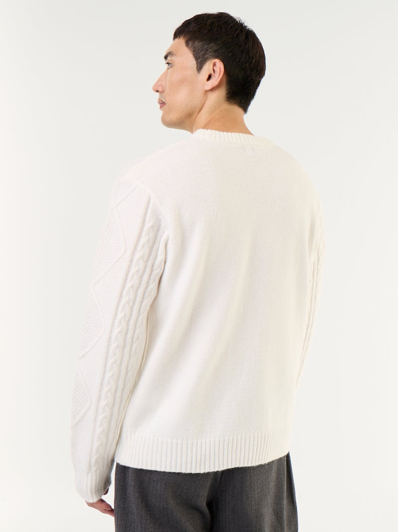 Camisola de malha grossa com tranças Branco - Kiabi