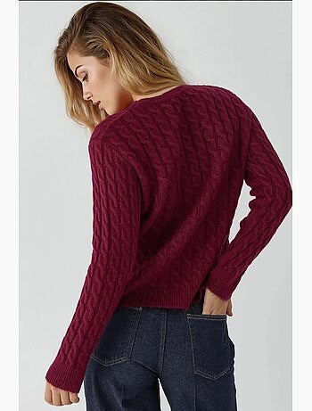 Camisola de malha grossa com tranças e decote redondo hiccup