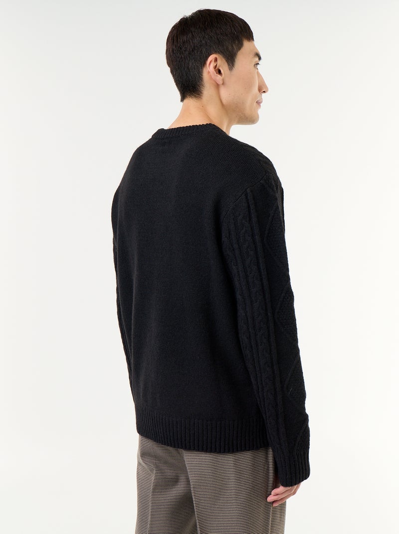 Camisola de malha grossa com tranças Preto - Kiabi