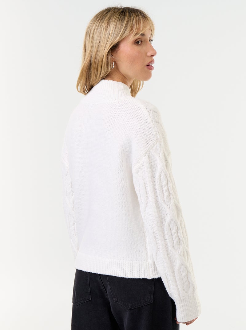 Camisola de malha grossa de gola alta Branco - Kiabi
