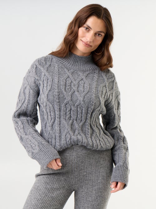 Camisola de malha grossa de gola alta - Kiabi