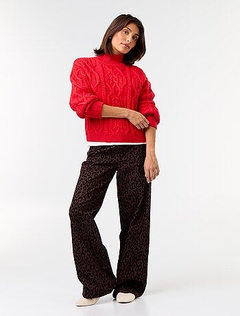Camisola de malha grossa de gola alta