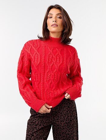 Camisola de malha grossa de gola alta