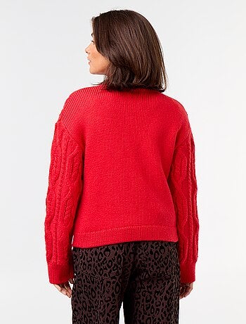 Camisola de malha grossa de gola alta