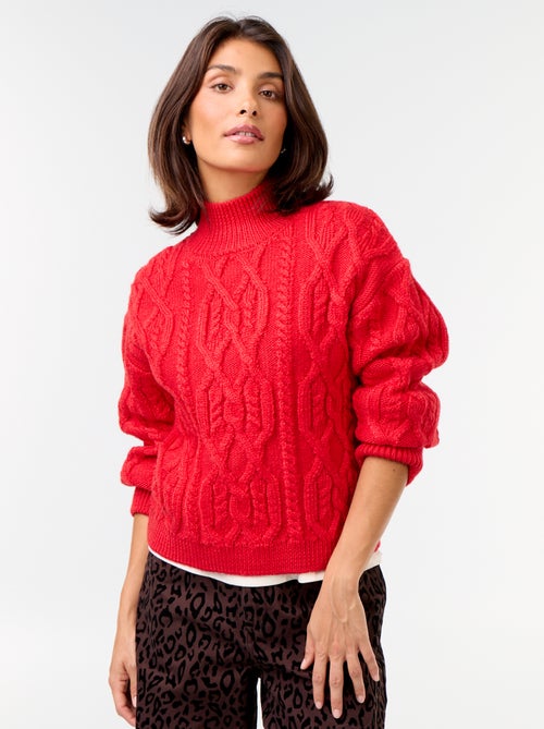Camisola de malha grossa de gola alta - Kiabi