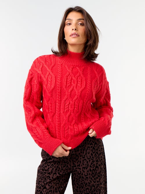 Camisola de malha grossa de gola alta - Kiabi