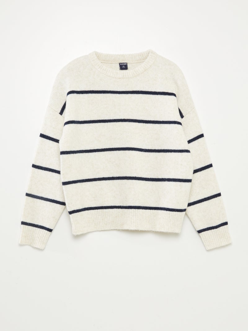 Camisola de malha grossa de gola redonda BEGE - Kiabi
