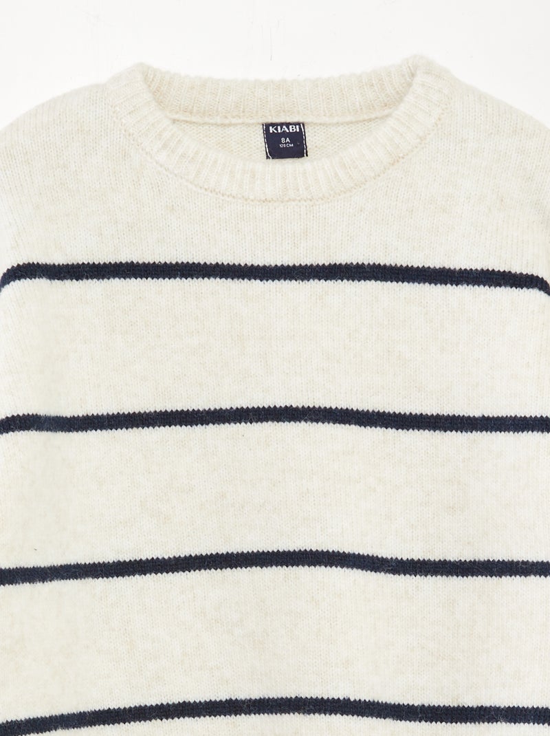Camisola de malha grossa de gola redonda BEGE - Kiabi