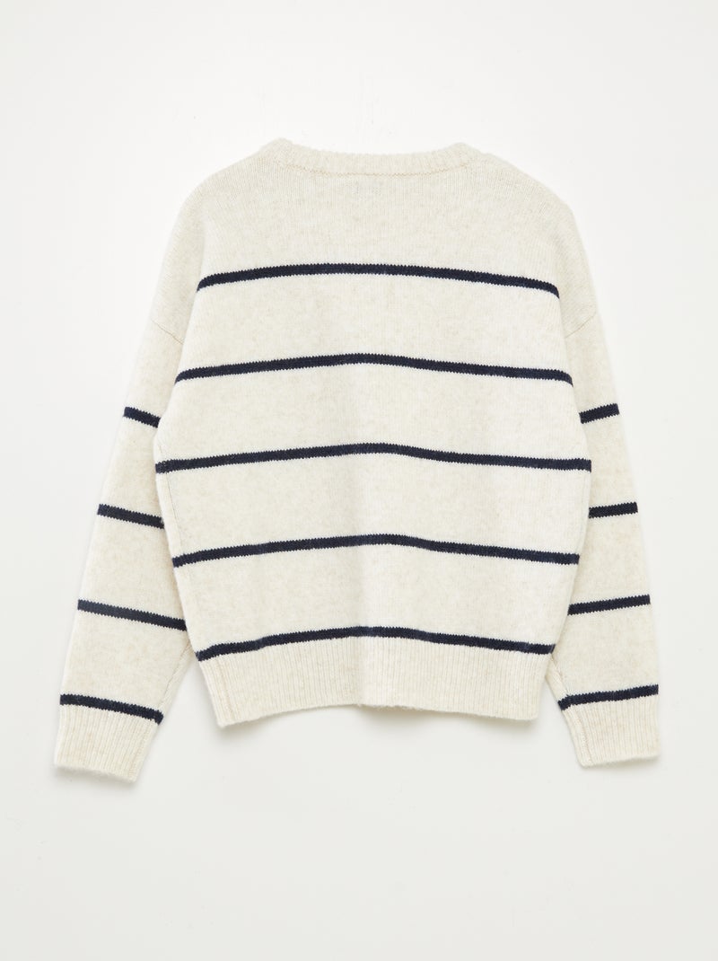 Camisola de malha grossa de gola redonda BEGE - Kiabi