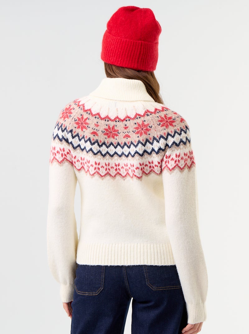 Camisola de malha grossa jacquard Bege - Kiabi