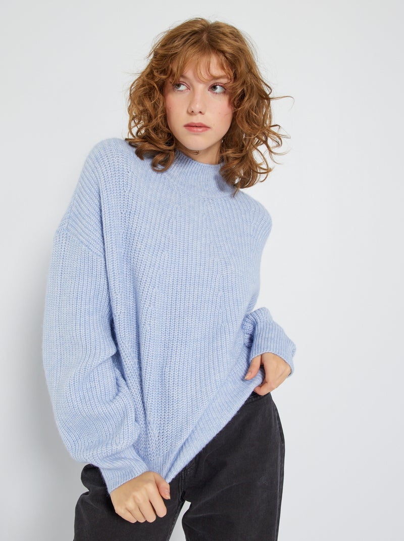 Camisola de malha grossa larga AZUL - Kiabi
