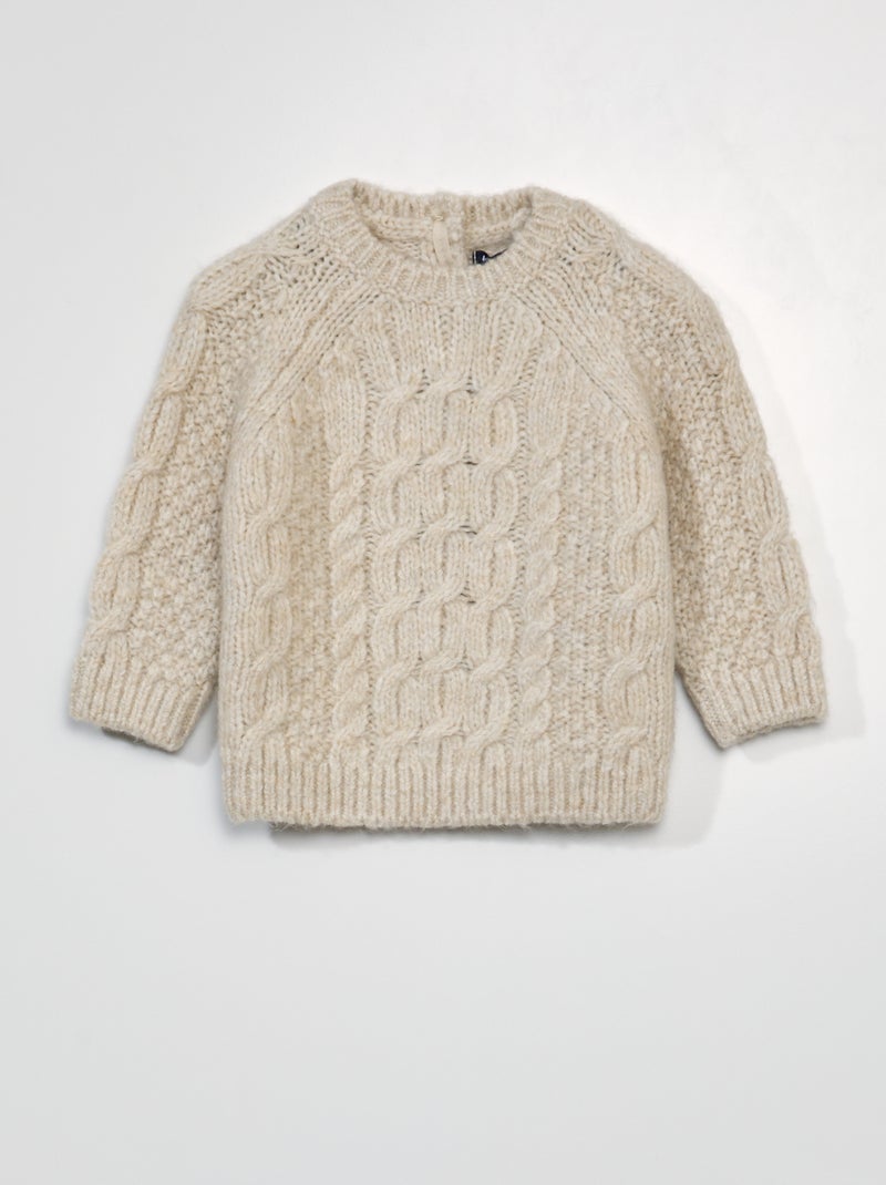 Camisola de malha grossa larga BEGE - Kiabi