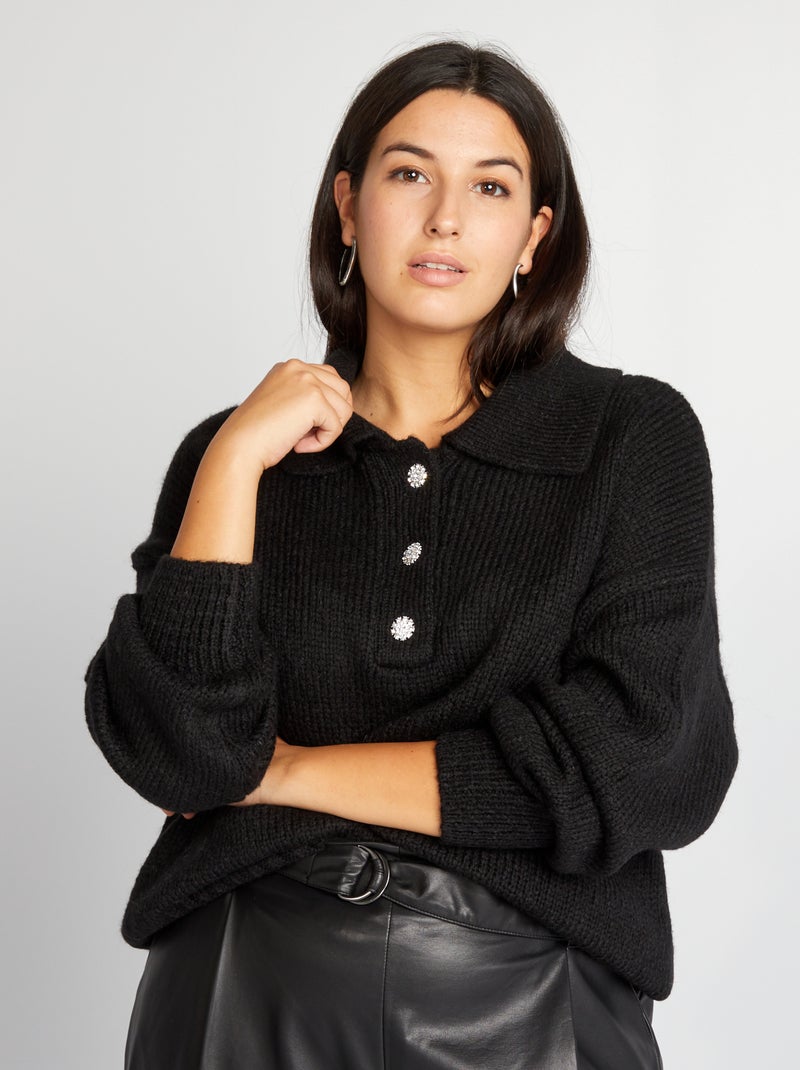 Camisola de malha grossa Preto - Kiabi