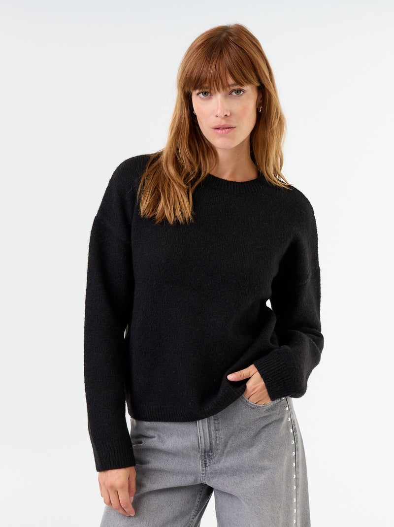 Camisola de malha grossa Preto - Kiabi