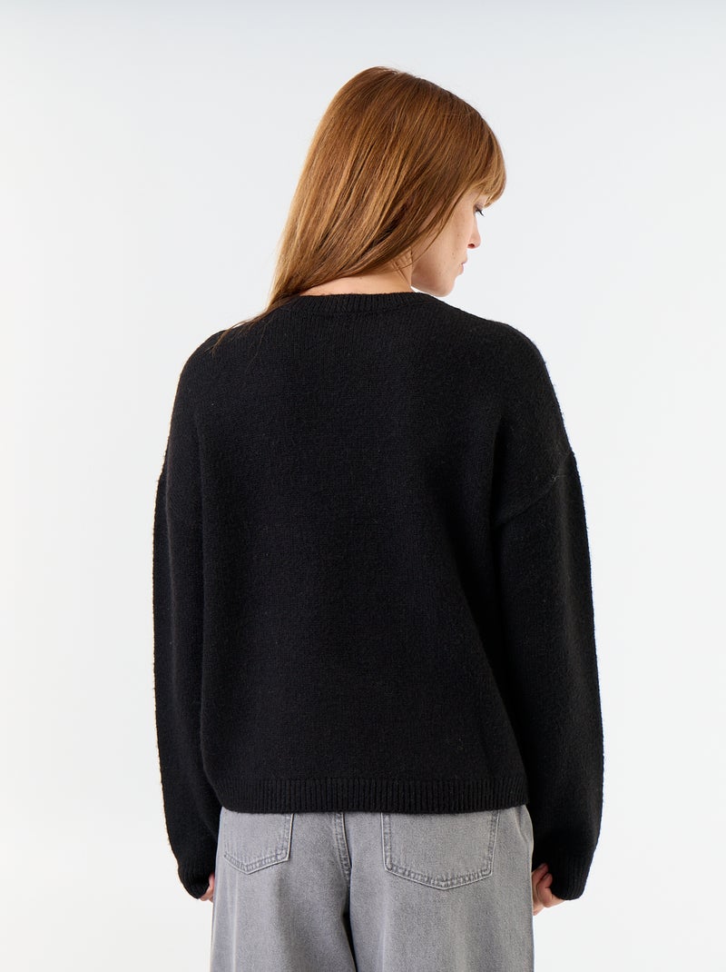 Camisola de malha grossa Preto - Kiabi