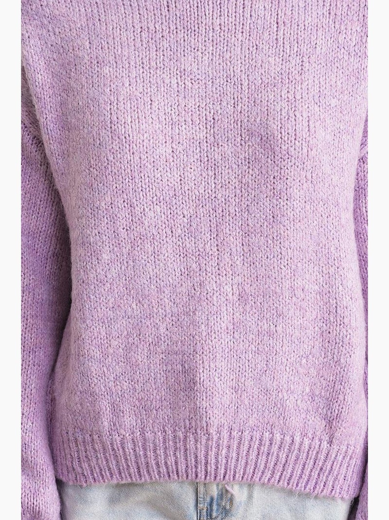 Camisola de malha grossa relaxed fit com gola redonda mixray Lavanda - Kiabi