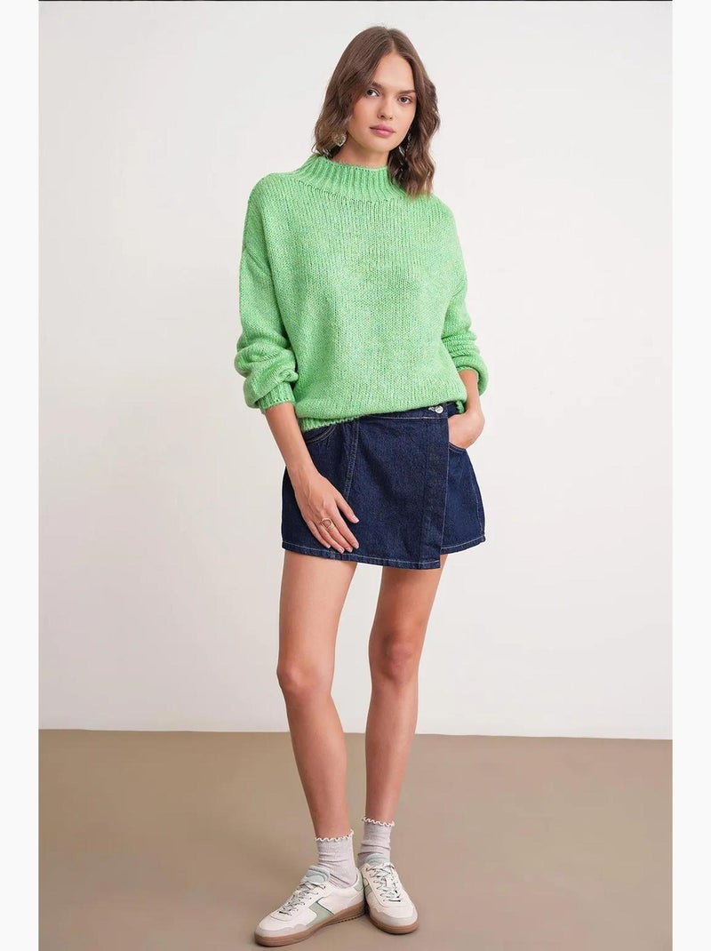 Camisola de malha grossa relaxed fit com gola redonda mixray Verde - Kiabi