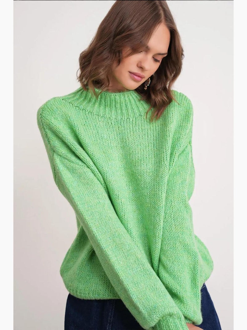 Camisola de malha grossa relaxed fit com gola redonda mixray Verde - Kiabi