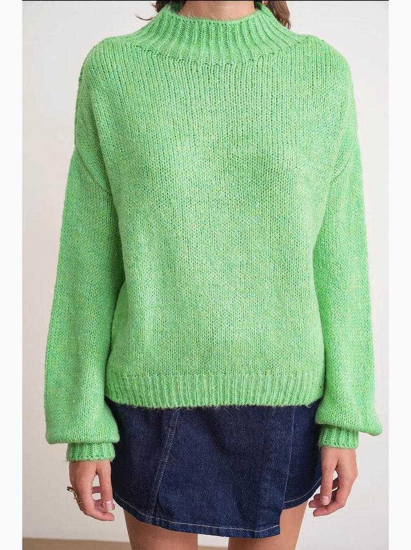 Camisola de malha grossa relaxed fit com gola redonda mixray Verde - Kiabi
