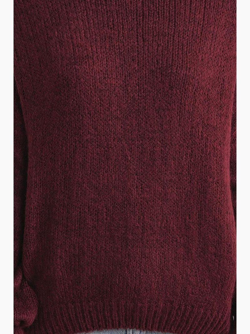 Camisola de malha grossa relaxed fit com gola redonda mixray Vermelho bordô - Kiabi