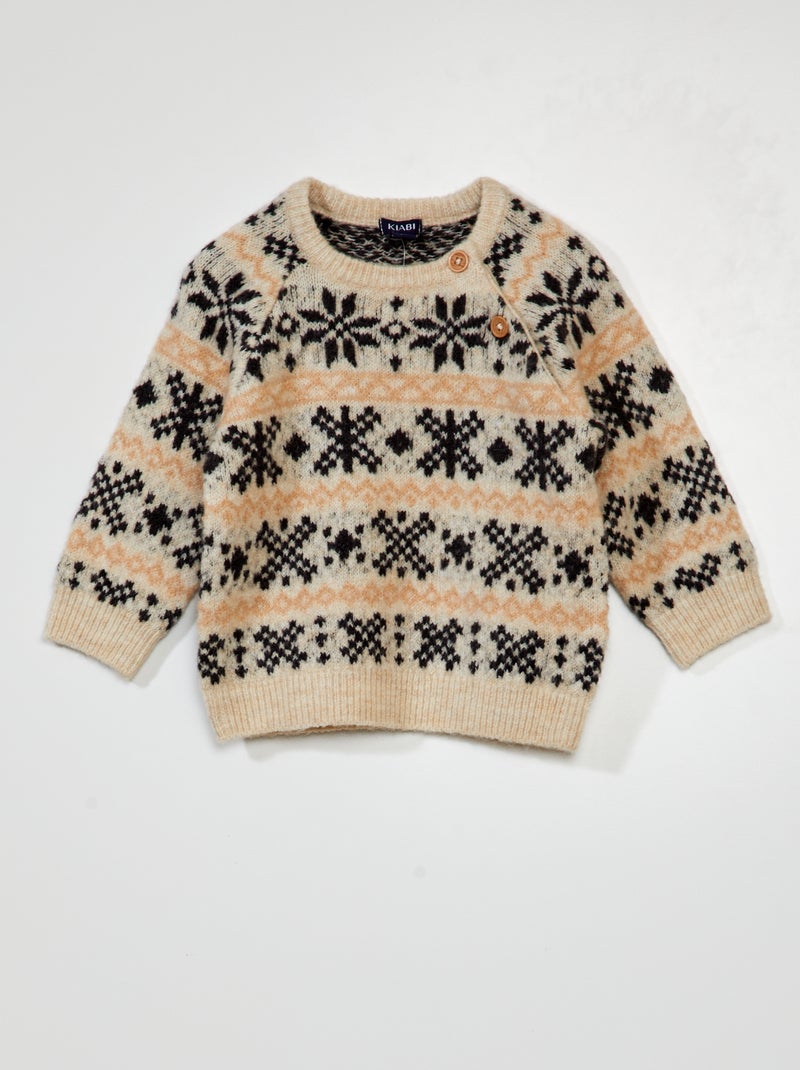 Camisola de malha jacquard BEGE - Kiabi