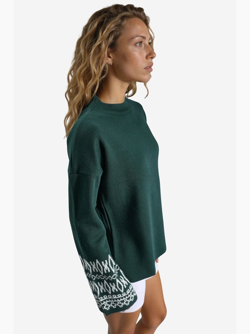 Camisola de malha jacquard com decote redondo my fashion Verde esmeralda - Kiabi