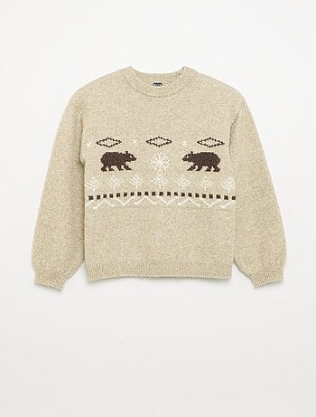 Camisola de malha jacquard com motivos 'urso'
