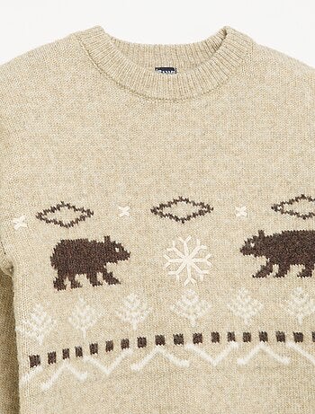 Camisola de malha jacquard com motivos 'urso'